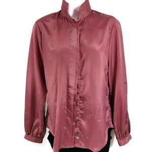 Foxcroft Pink Polka Dot Button Up Blouse Size 6